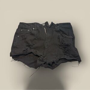 Edgy Black Distressed Denim Shorts